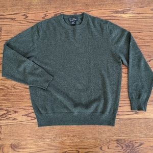 100% Cashmere Men's Moss Green Crew-Neck Sweater L